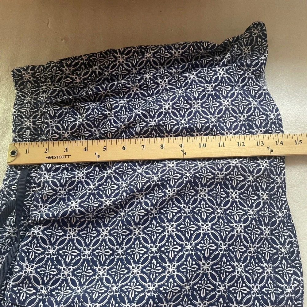 T By Talbots‎ Wrap Skort P Blue White Geometric Print Shorts Pockets Drawstring - Picture 8 of 10